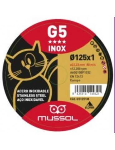 DISCO CORTE INOX G5 4 ESTRELLAS 125X1X22.23MM