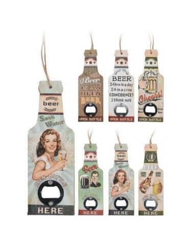 ABRE BOTELLAS CHAPAS DECORADO 20X7X0,9 CM.