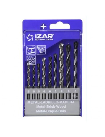 JUEGO 9 BROCAS PARED METAL MADERA 5-6-8MM.