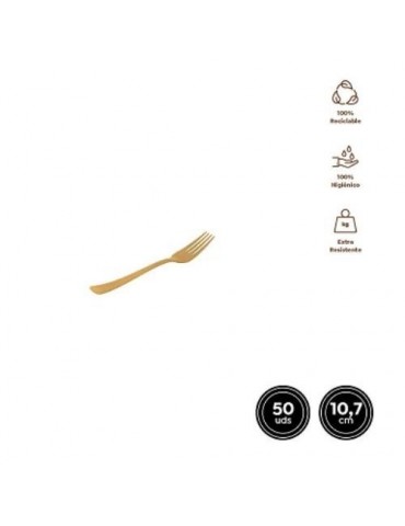 TENEDOR MINI ORO 10,7CM 50 UDS REUTILIZABLE 1803R