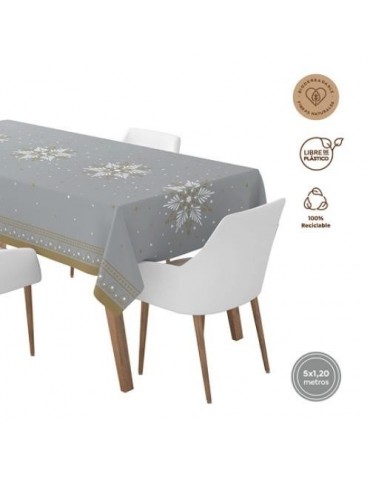 ROLLO MANTEL 1,2X5CM NAVIDAD PLATA ESTAMPADO 7768