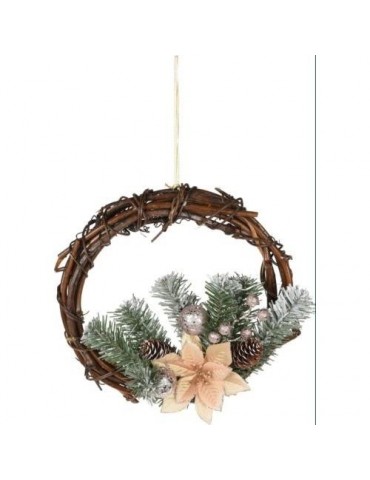 CORONA RAMAS RATAN DECORADA 30CM AKB003050