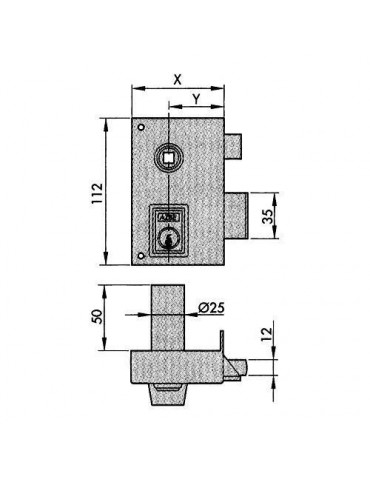 CERRADURA SOBREPONER 56-B PINTADA 60 DCHA. REDONDO
