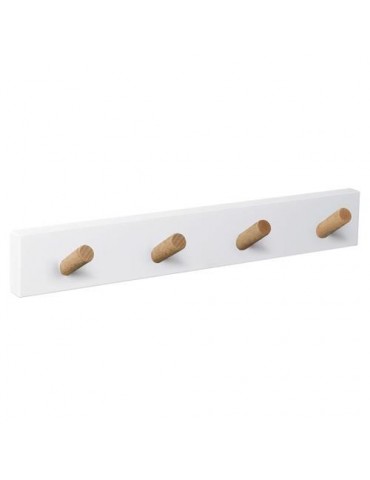 PERCHA PARED BLANCA 4 POMOS INCLINADOS NATURAL