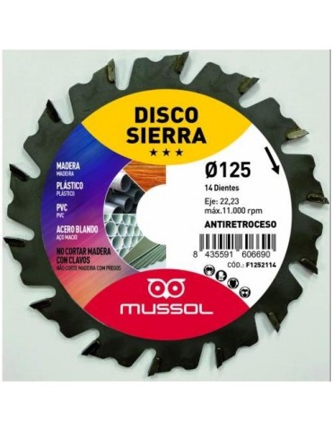 DISCO PARA AMOLADORA CORTE MADERA F1252114