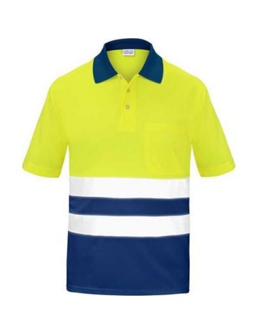 POLO ALTA VISIBILIDAD BICOLOR MANGA CORTA AZUL XS
