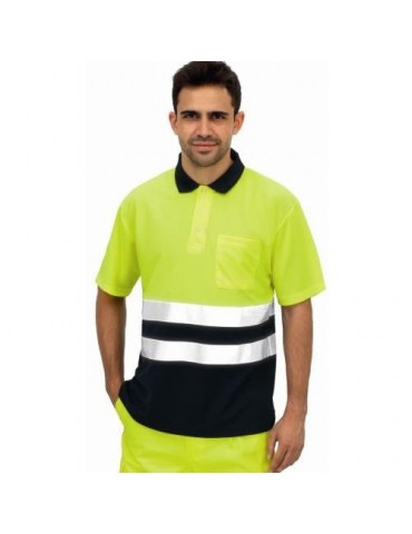 POLO ALTA VISIBILIDAD BICOLOR MANGA CORTA AZUL XXL