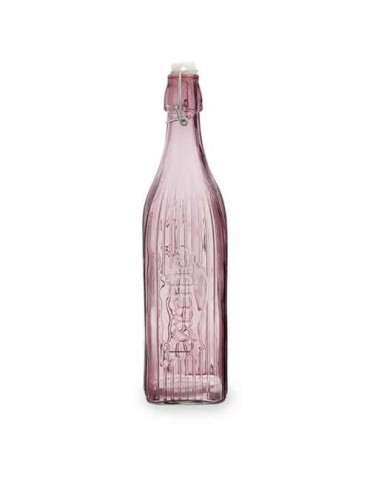 BOTELLA VIDRIO GASEOSA 1L CUADRADA ROSA VIBA