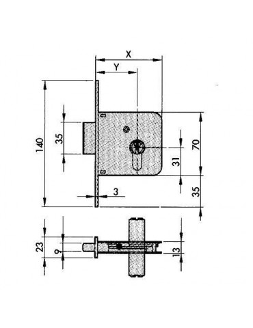 CERRADURA EMBUTIR 601-60 HL