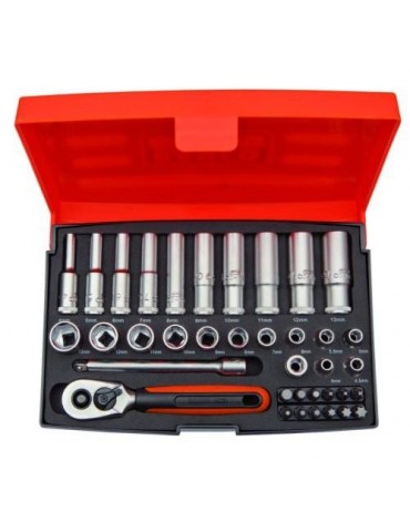 JUEGO 37 PZAS.VASOS SERIE LARGA+PUNTAS 1/4'  SL25L