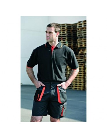 POLO TOP RANGE MANGA CORTA NEGRO/NARANJA 647 XL