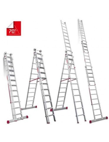 ESCALERA MULTIUSO DE TRES TRAMOS CON 12 PELDAÑOS