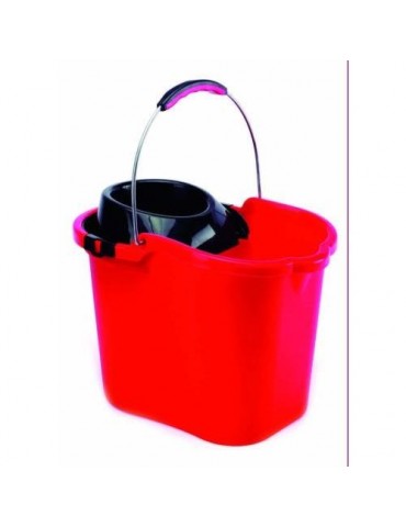 CUBO+ESCURRIDOR ASA METAL 16 L. ROJO 9085