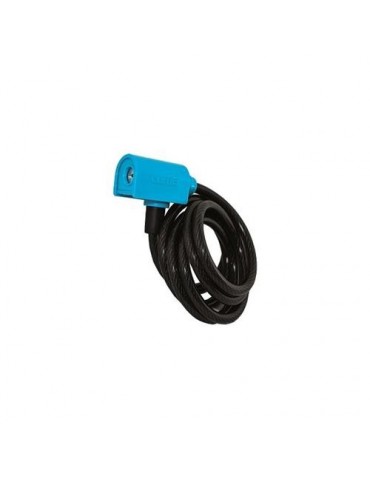 CANDADO CABLE ESPIRAL BICI 185CM Ø 8MM AZUL