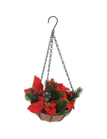 CESTA COLGANTE FLORES NAVIDAD 20X20X22CM 317991000