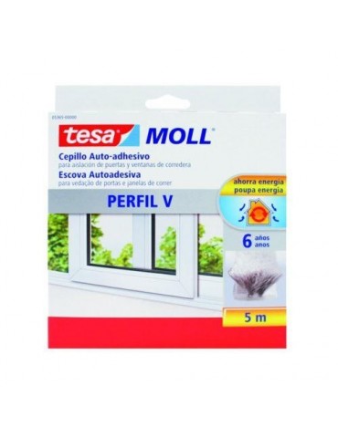 CEPILLO AUTO-ADHESIVO GRIS PERFIL V 5M. GRIS 5365