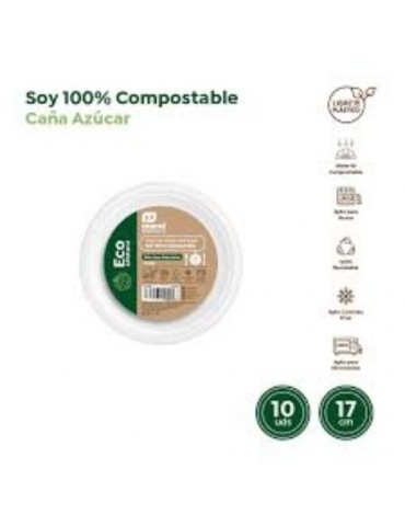 PLATO LLANO  22CM CAÑA AZUCAR (PACK-5UND)
