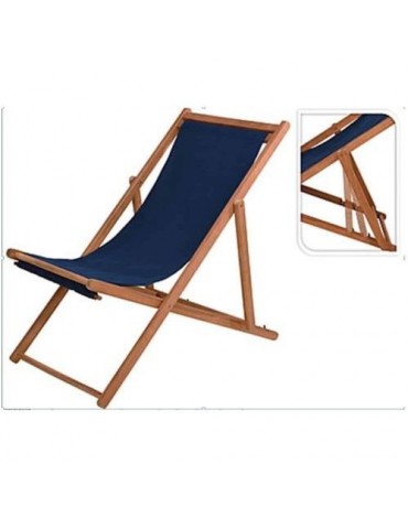 SILLON TUMBONA PLEGABLE MADERA TEXTIL AZUL OSCURO