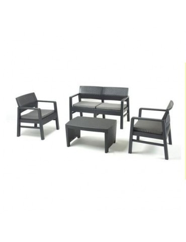 CONJUNTO SOFA + 2 SILLONES + MESA C/COJINES