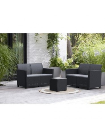 SET MARIE LOUNGE NEGRO SILLON, SOFA + MESA 259829