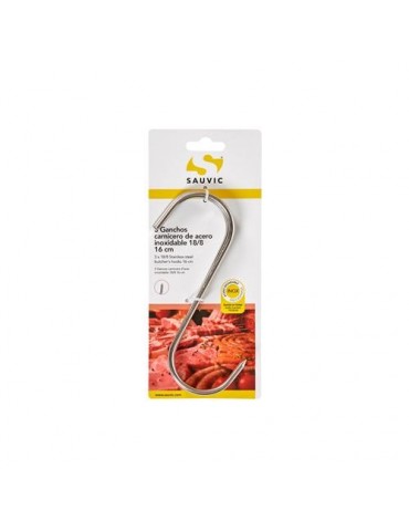BLISTER 3 GANCHOS CARNICERO ACERO INOX 18/8 16CM