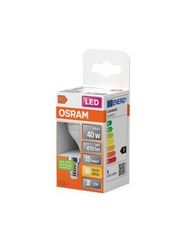 BOMBILLA LED ESFERICA 4.9W/827 E14 CALIDA