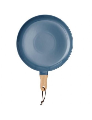 PLATO CON MANGO DE MADERA COLOR AZUL