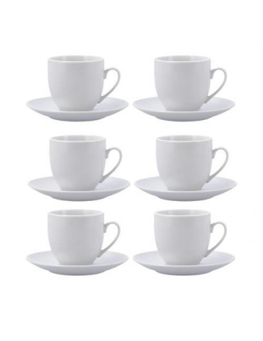 SET 6 TAZAS CON PLATO PORCELANA 20CL NEW RENOVA