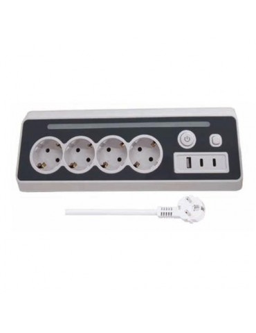 BASE 4 TOMAS CON LUZ Y 1 USB + 2 TIPO C 3680W