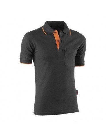 POLO TOP RANGE MANGA CORTA NEGRO/NARANJA 647 L