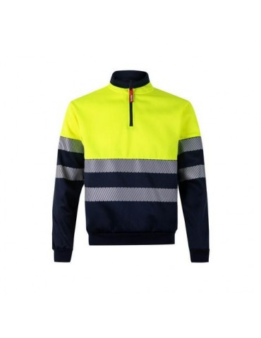 SUDADERA CREMALLERA ALTA VISIBIL AZUL/AMAR T.L