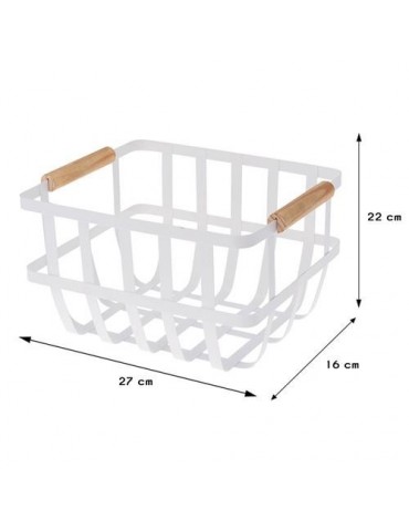 CESTA METAL BLANCA  2 ASAS COLOR MADERA 170455860