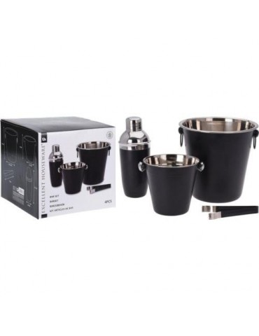 SET 4 PIEZAS COCTEL INOX NEGRO MATE A12405600