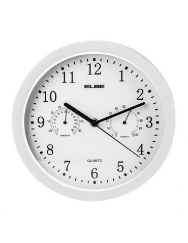 RELOJ PARED ANALOGICO BLN 25CM TEMP/HUMD RP-2005-B