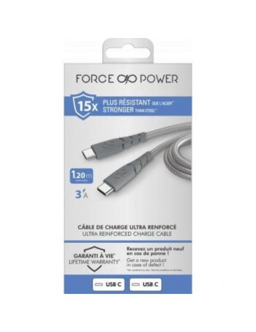 CABLE USB-C/ USB-C 1.2M 3A GRIS F149000