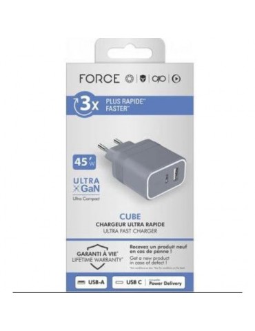CARGADOR 45W PUERTO USB-C + USB-A GRIS F152527