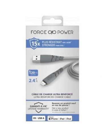 CABLE USB-A/ UBS-C LIGHTNG 1.2M 2.4A GRIS F149012