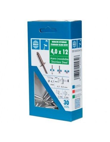 REMACHE INOX/INOX 4,0X10MM. ECOBLISTER (C-40)