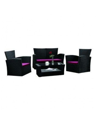 SET MALLORCA(1 SOFA 2 SILLAS 1 MESA CENTRO) NEGRO