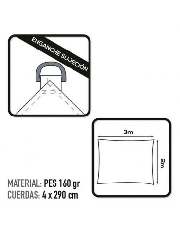 TOLDO SOMBREO RECTANGULAR POLIESTER 2X3M BLANCO