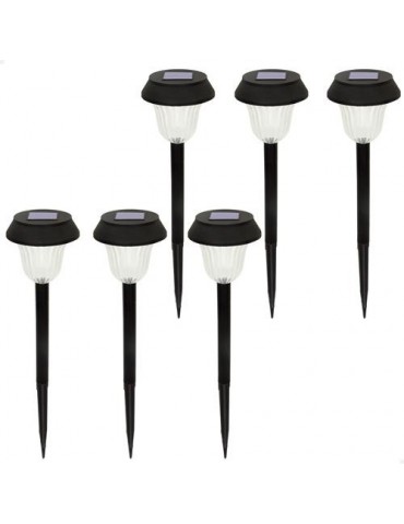 6 BALIZAS DE JARDIN LED SOLARES-LUZ CALIDA 2/3LUM