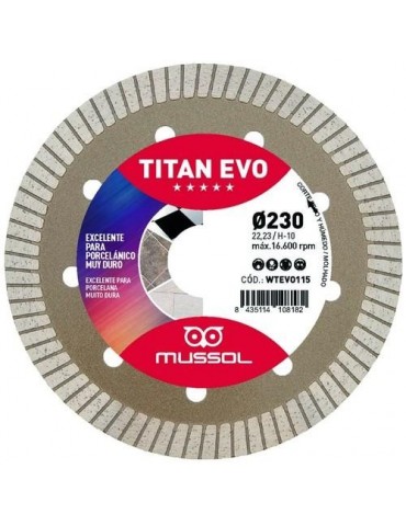 DISCO DIAMANTE TITAN EVO 230MM EJE 22,23MM