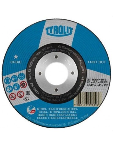 DISCO DESBASTE ACERO/INOX 115X6X22.2 FASTCUT