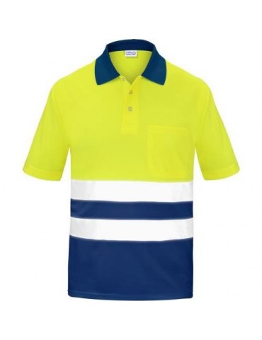 POLO ALTA VISIBILIDAD BICOLOR MANGA CORTA AZUL S