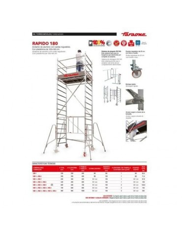 ANDAMIO ALUMINIO C/RUEDAS 105X180CM PACK 1 RS180