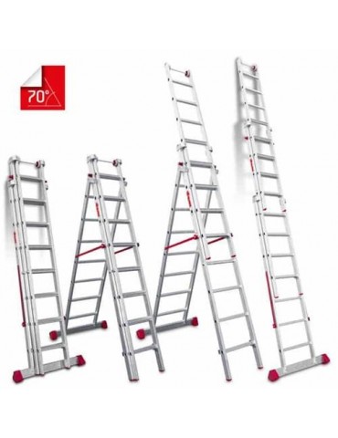 ESCALERA MULTIUSO DE TRES TRAMOS CON 8 PELDAÑOS