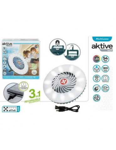 LÁMPARA LED RECARGABLE C/ VENTILADOR Y CARGADOR