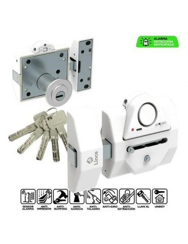 CERROJO ALTA SEGURIDAD CON ALARMA BLANCO