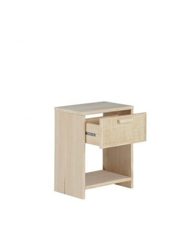 MESITA MADERA Y FIBRA NATURAL AURA 40X25X50CM