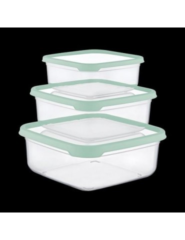 SET 3 TUPPER CUADRADO VERDE (400-800-1400ML) 04130